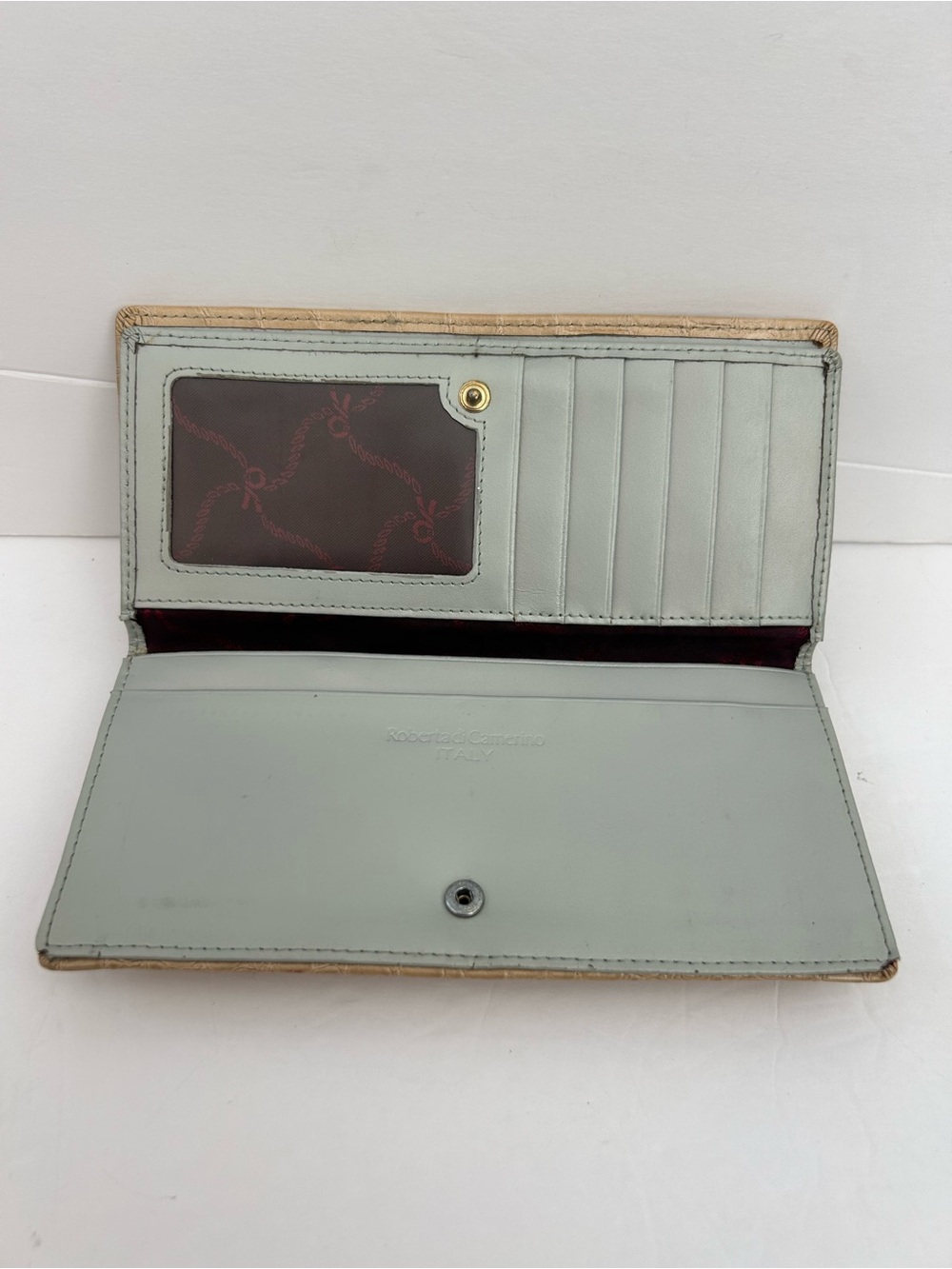 Vintage Roberta di Camerino Croc Embossed Wallet Beige Ivory RC Logo w/ COA - Picture 6 of 11